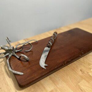Wood Octopus Footed Serving Board with Knife Set
